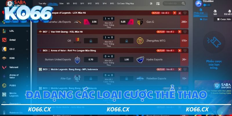 Đa dạng các môn thể thao và đặc biệt là Esports